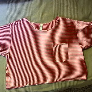 American Apparel Red Striped Crop Tee - one size fits all
